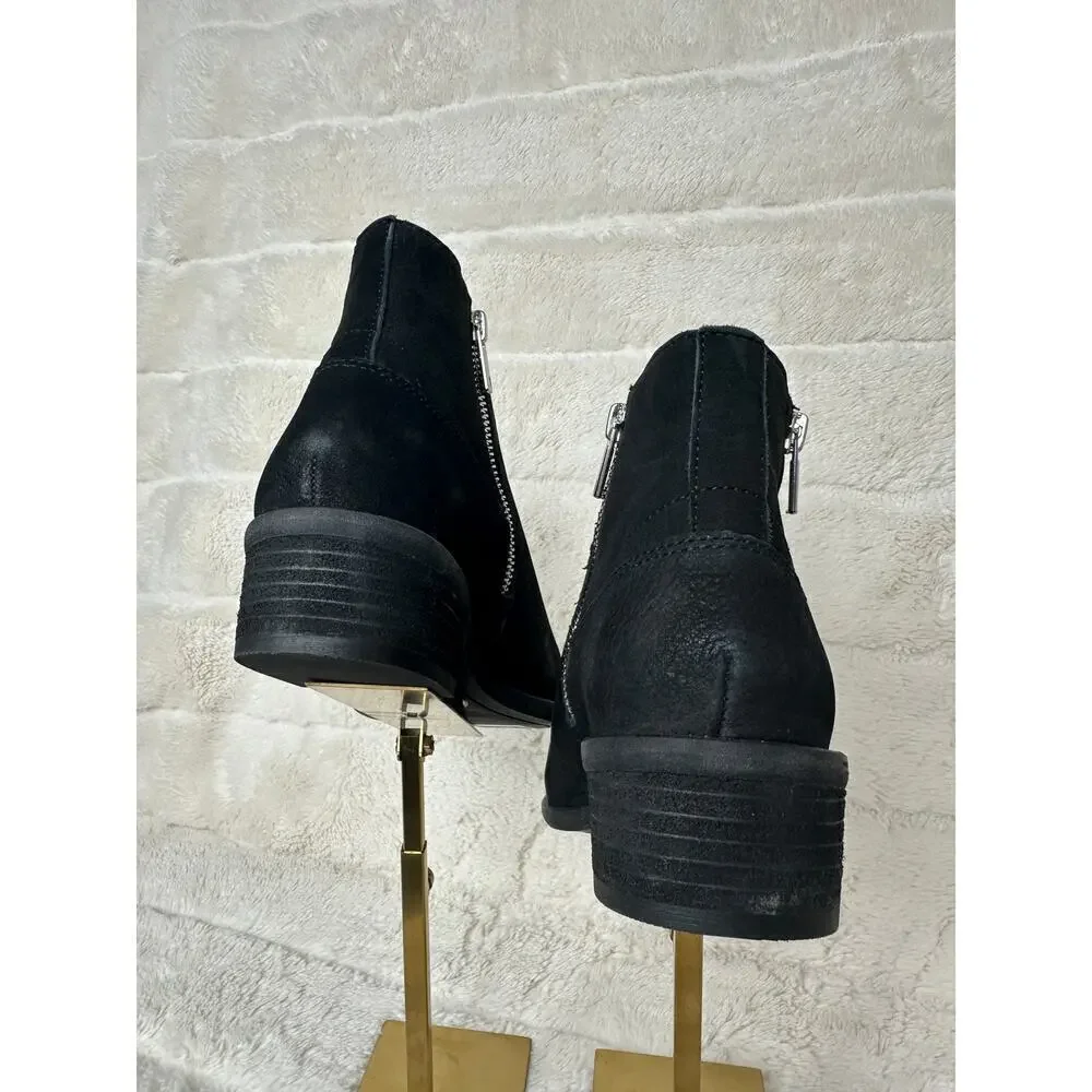 Lucky Brand Baelee Boot 6.5M Suede Leather Stack Heel Biker Festival Ankle Boot